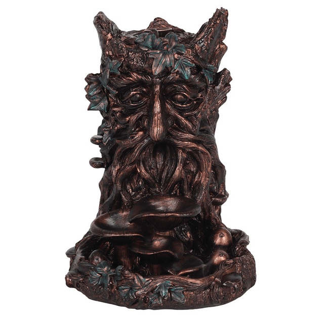 Green man back flow incense burner