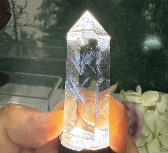 Blue needle quartz tower