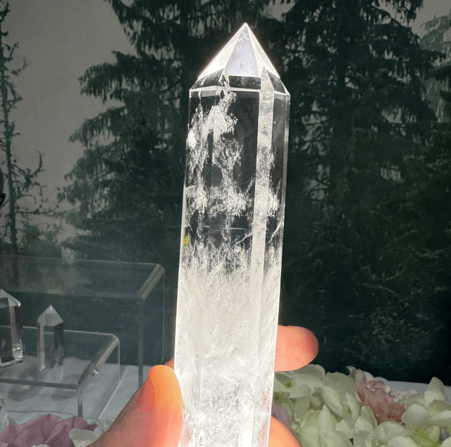 Blue needle quartz tower
