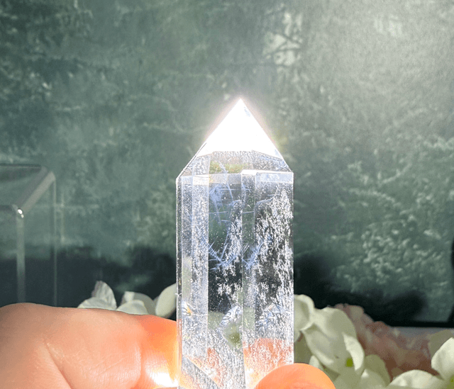 Blue needle quartz tower