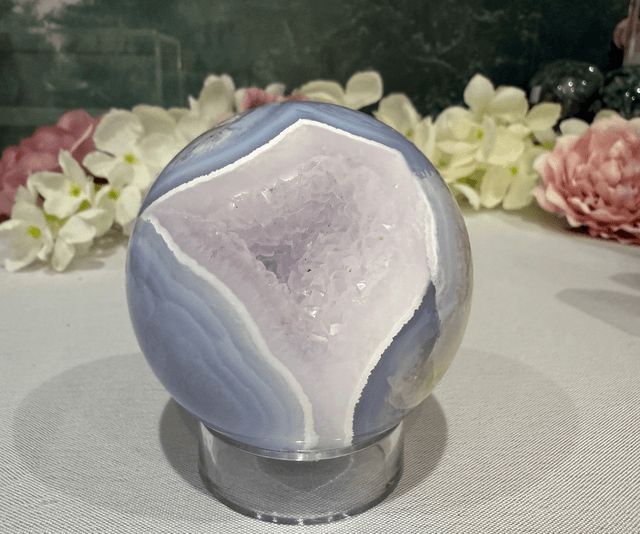 Blue lace agate sphere