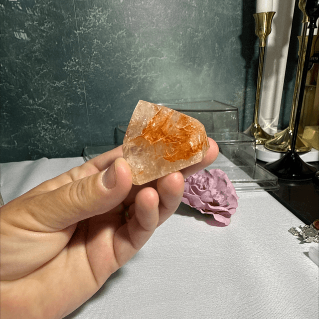 Brazilian quartz with golden healer and fire