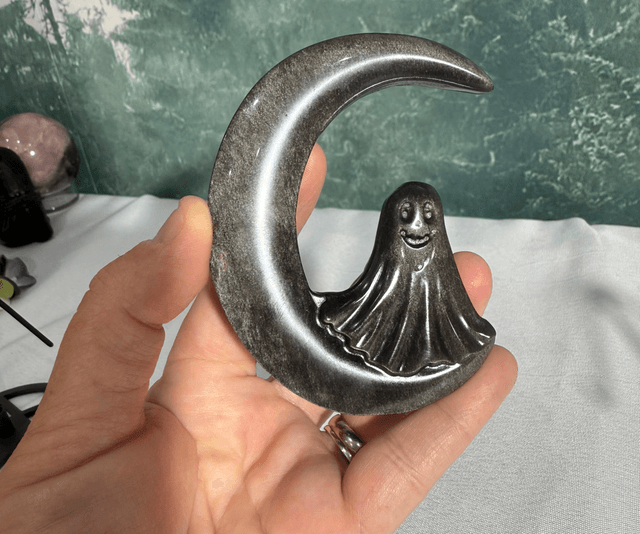 Silver sheen obsidian ghost moon