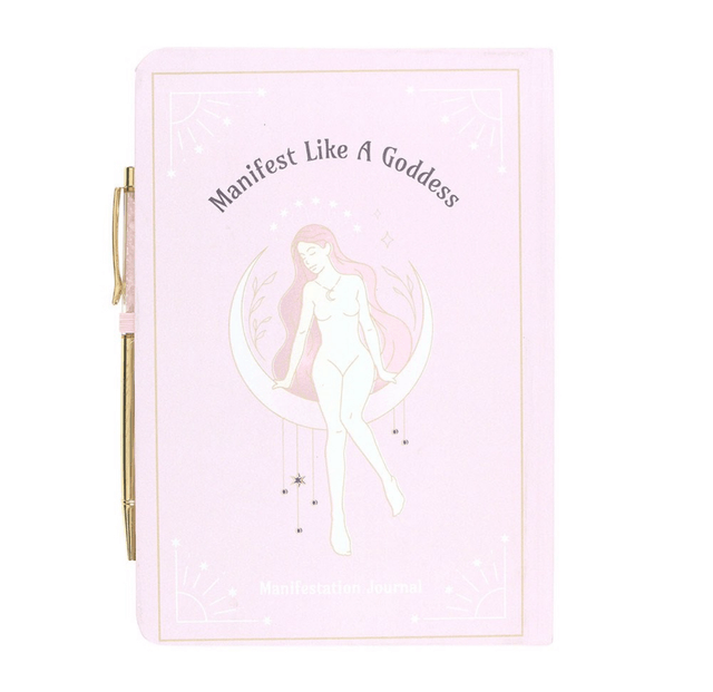 Goddess energy A5 manifestation journal and rose quartz pen