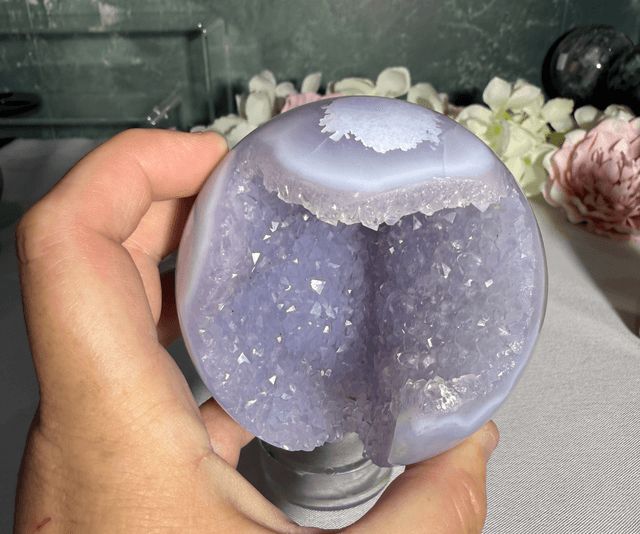 Blue lace agate sphere