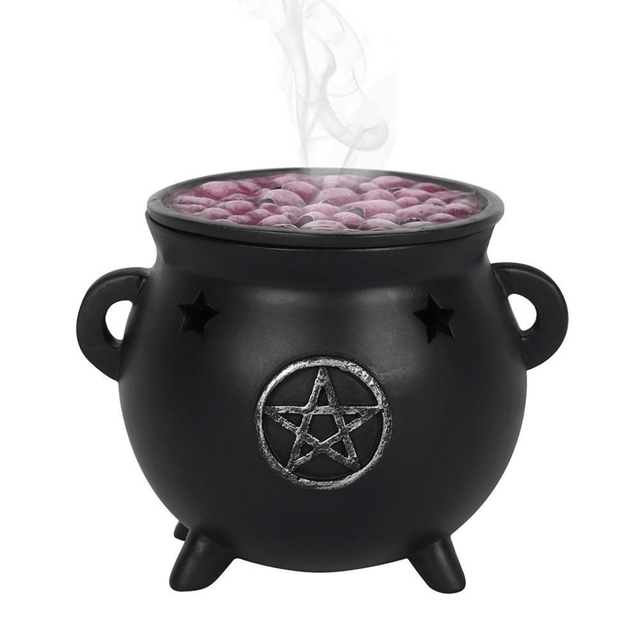 Pentagram cauldron incense cone holder