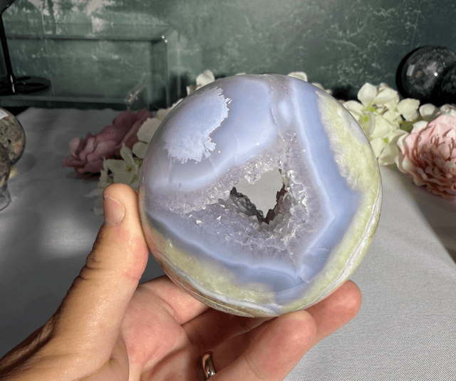 Blue lace agate sphere