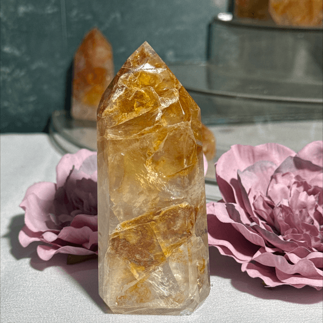 Brazilian quartz with golden healer and fire