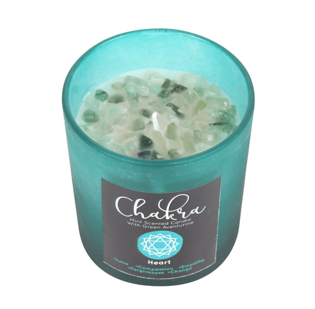 Heart chakra chip infused candle