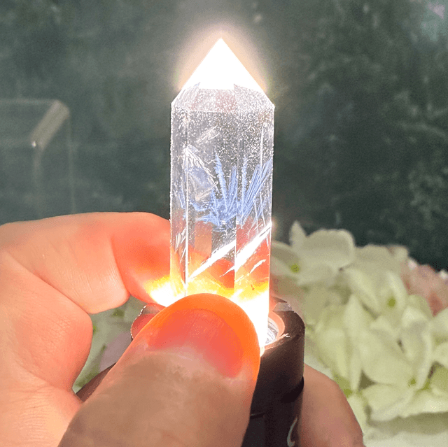 Blue needle quartz tower