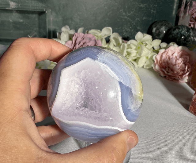 Blue lace agate sphere