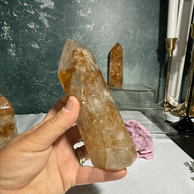 Brazilian quartz with golden healer and fire