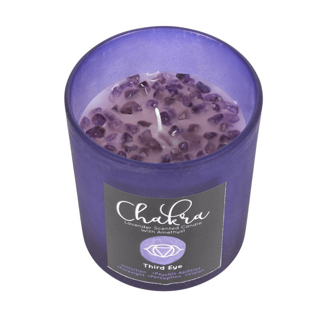 Chakra 3rd eye amethyst chip infused candle