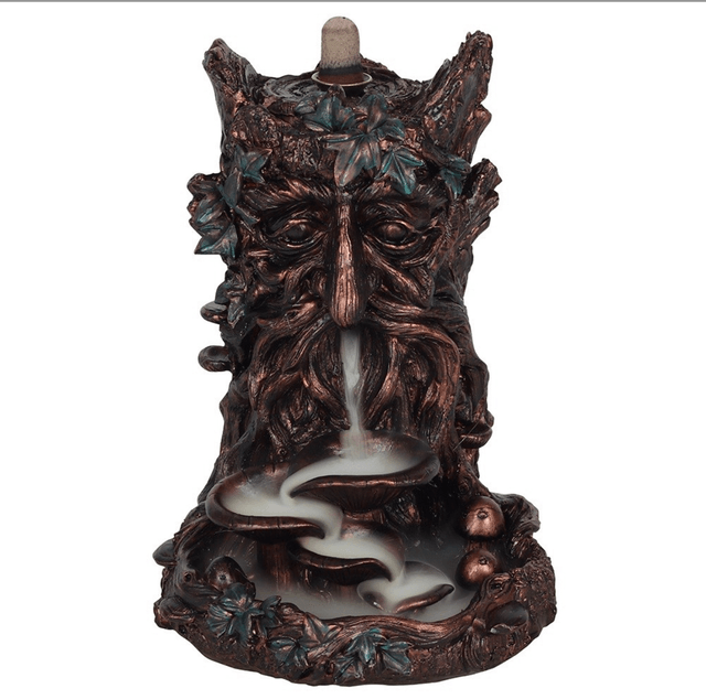 Green man back flow incense burner