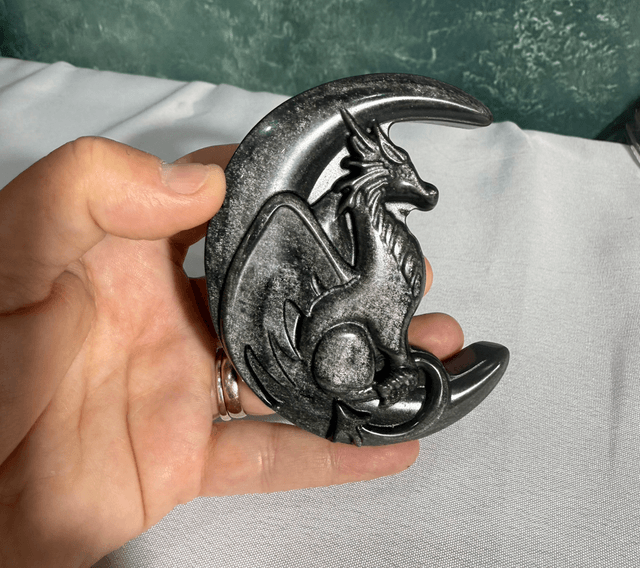 Silver sheen obsidian dragon moon