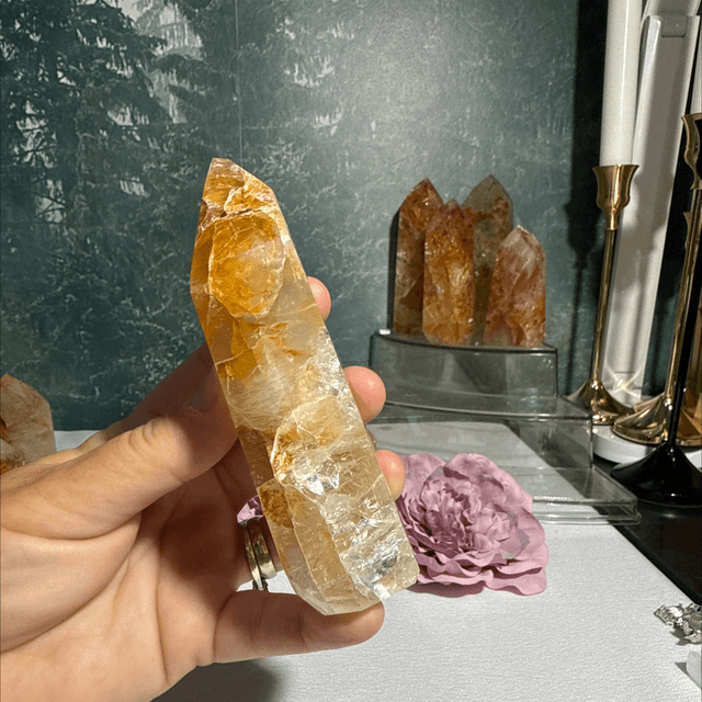 Brazilian quartz with golden healer and fire