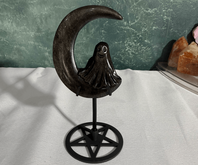 Silver sheen obsidian ghost moon