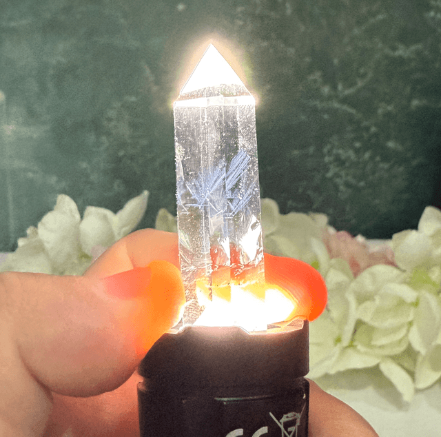 Blue needle quartz tower
