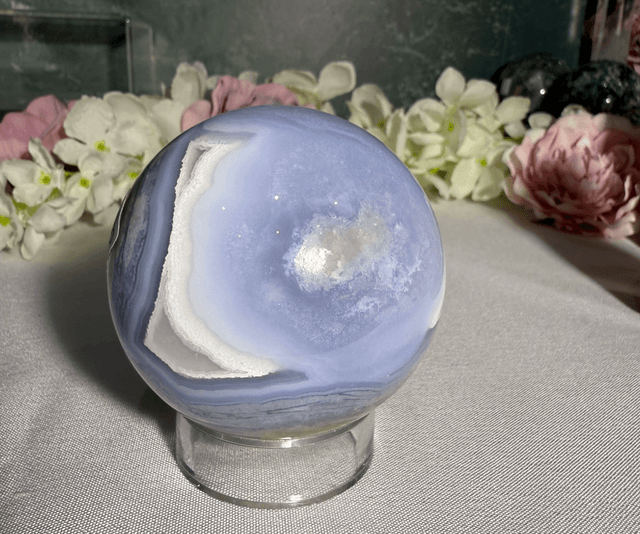 Blue lace agate sphere