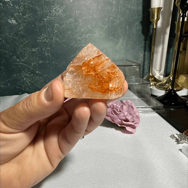 Brazilian quartz with golden healer and fire
