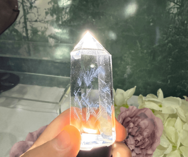 Blue needle quartz tower