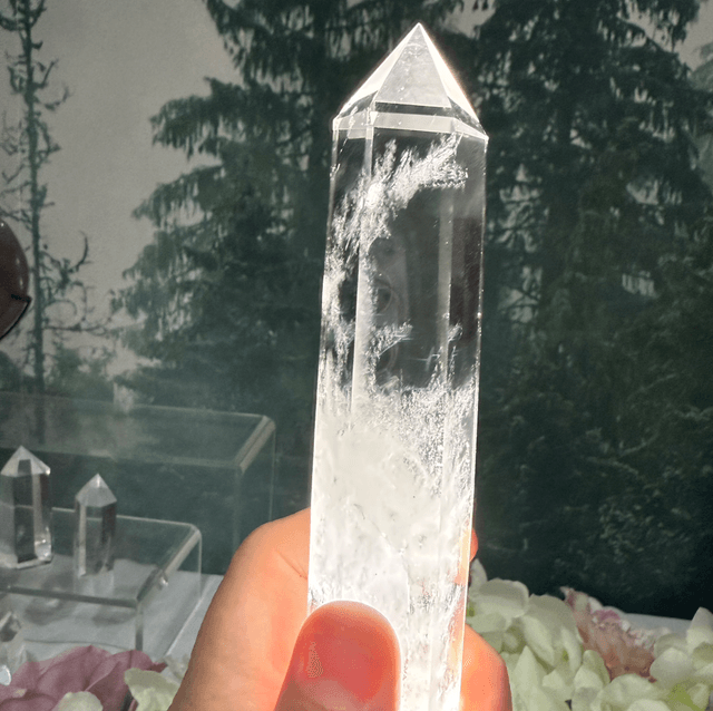 Blue needle quartz tower