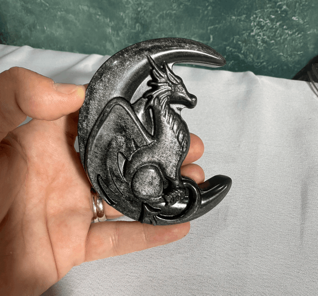 Silver sheen obsidian dragon moon