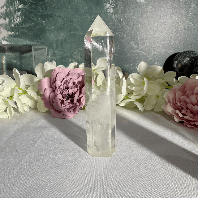 Blue needle quartz tower