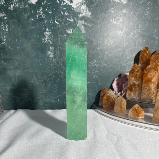 Green fluorite tower