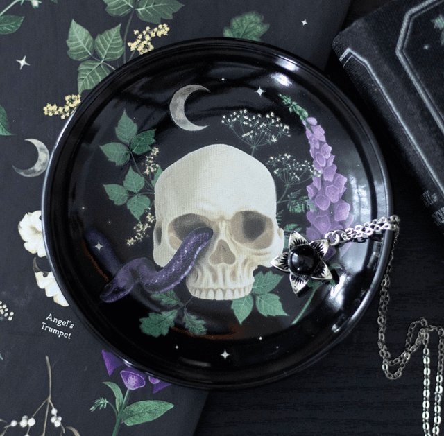 Venom and vines skull trinket dish