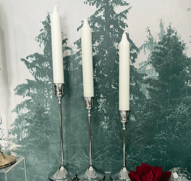 Set of 3 candle holders- sliver