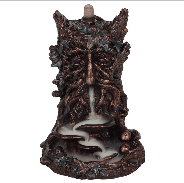 Green man back flow incense burner