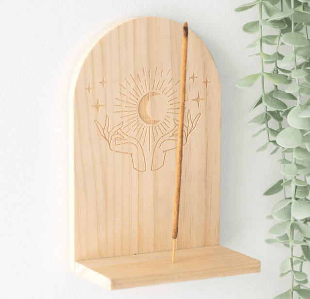 Natural mystical hands incense holder shelf