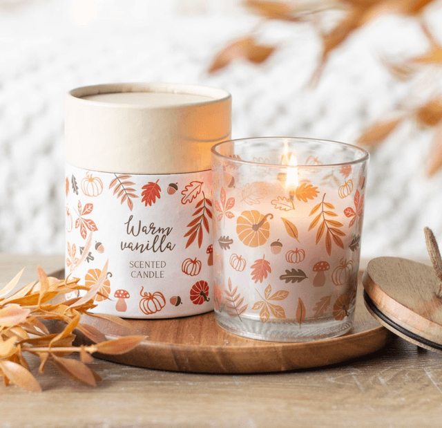 Autumn leaves warm vanilla candle