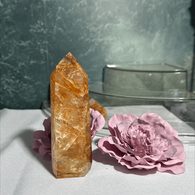 Brazilian quartz with golden healer and fire